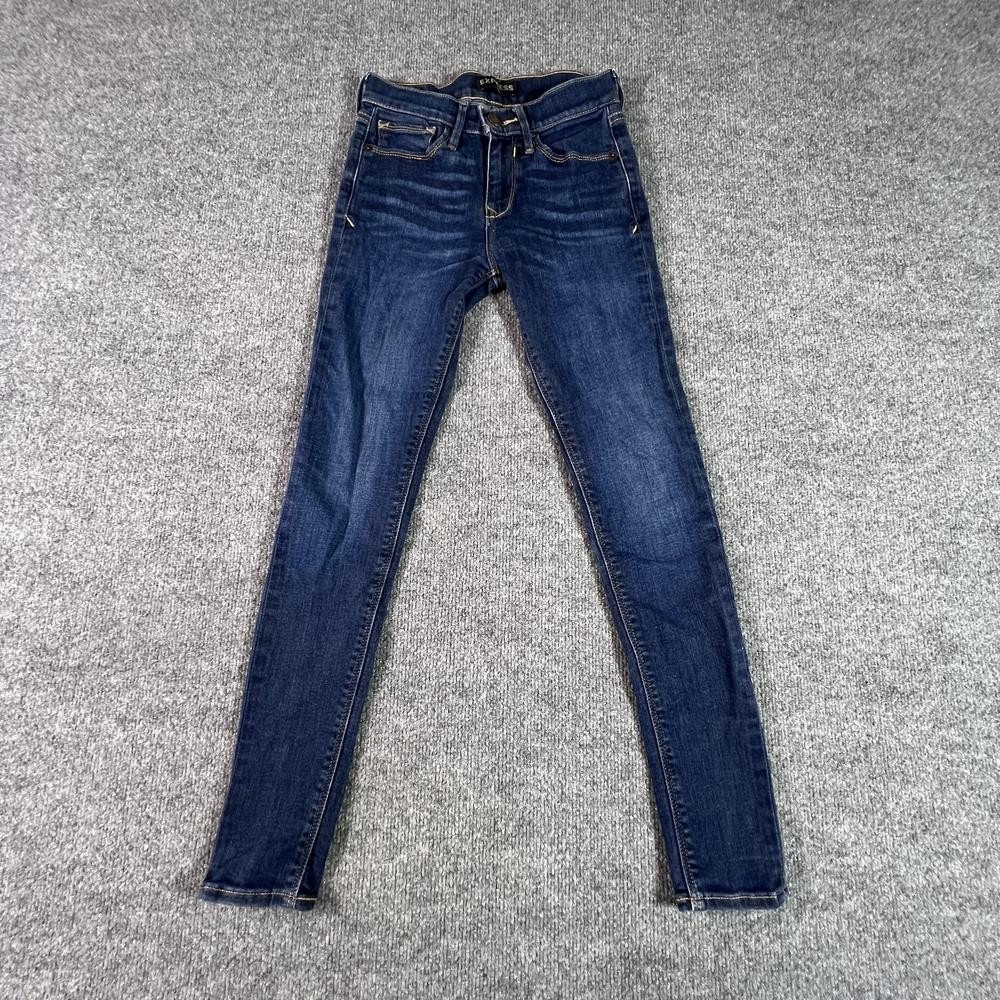 Express Legging Jeans Womens 00 Blue Denim Jegging Mid Rise Stretch Ankle